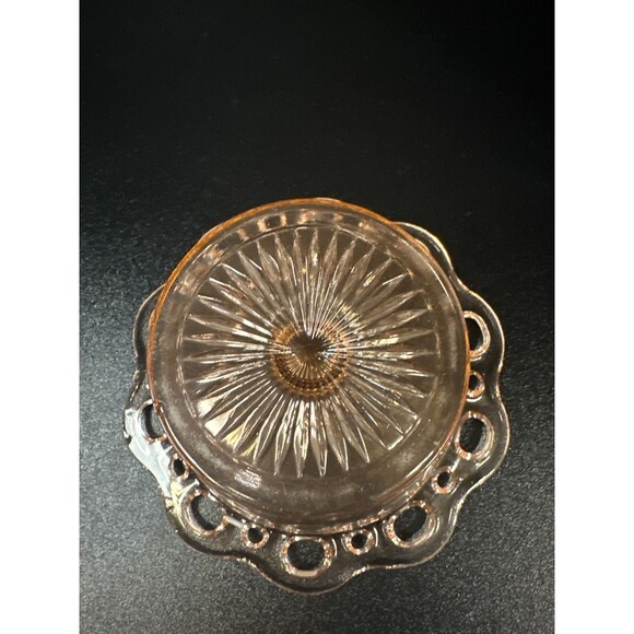 Vintage Hocking Glass Pink Depression Old Colony Open Lace Compote 6.75" - Picture 4 of 7